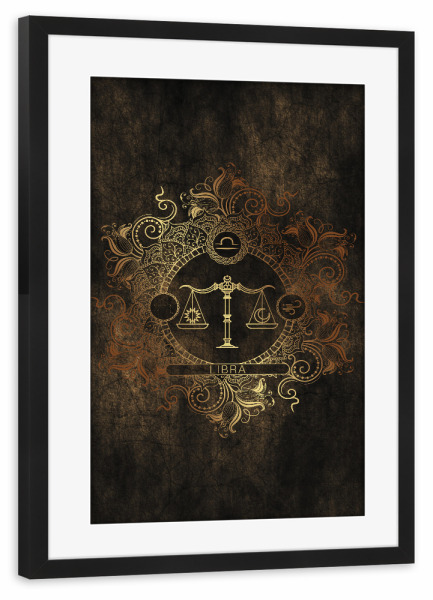Poster mit Rahmen schwarz "Sternzeichen - Kupfer - Waage" artboxONE - Natur,Floral,Abstrakt