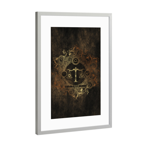 Poster mit Rahmen Silber "Sternzeichen - Kupfer - Waage" artboxONE - Natur,Floral,Abstrakt
