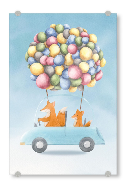Acrylglasbild "Fuchs im Auto" artboxONE - Für Kinder,Tiere,Automobile