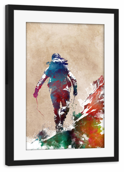 Poster mit Rahmen schwarz "Abbildung des Bergsteigersports" artboxONE - Sport,Sport / Motivation