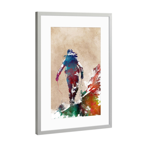 Poster mit Rahmen Silber "Abbildung des Bergsteigersports" artboxONE - Sport,Sport / Motivation