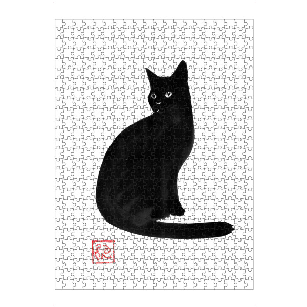 artboxONE Puzzle "Schwarze Katze dreht sich um" artboxONE - Tiere,Schwarzweiß - Katze,Nein,Sumie,Japan - Bild katze