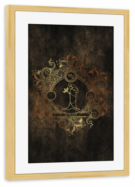 Poster mit Rahmen kiefer "Sternzeichen - Kupfer - Jungfrau" artboxONE - Natur,Floral,Abstrakt