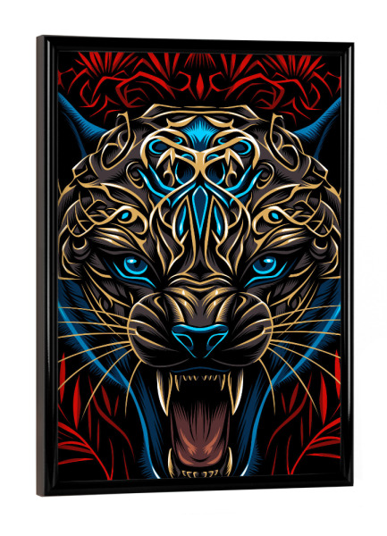 Poster mit schwarzem Rahmen "Goldener Pantherstamm" artboxONE - Tiere,Comic