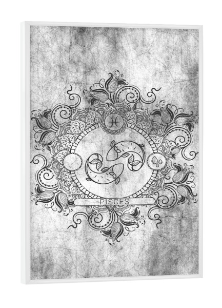 Poster mit weißem Rahmen "Sternzeichen - Asche - Fische" artboxONE - Natur,Floral,Abstrakt