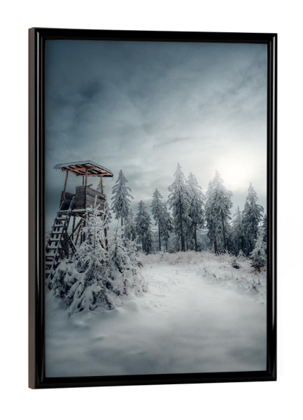 Poster mit schwarzem Rahmen "Winterlandschaft im Erzgebirge" artboxONE - Natur