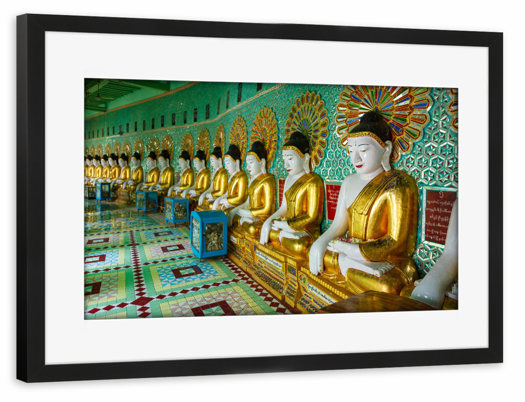 Poster mit Rahmen schwarz "Umin Thonze Pagode" artboxONE - Architektur