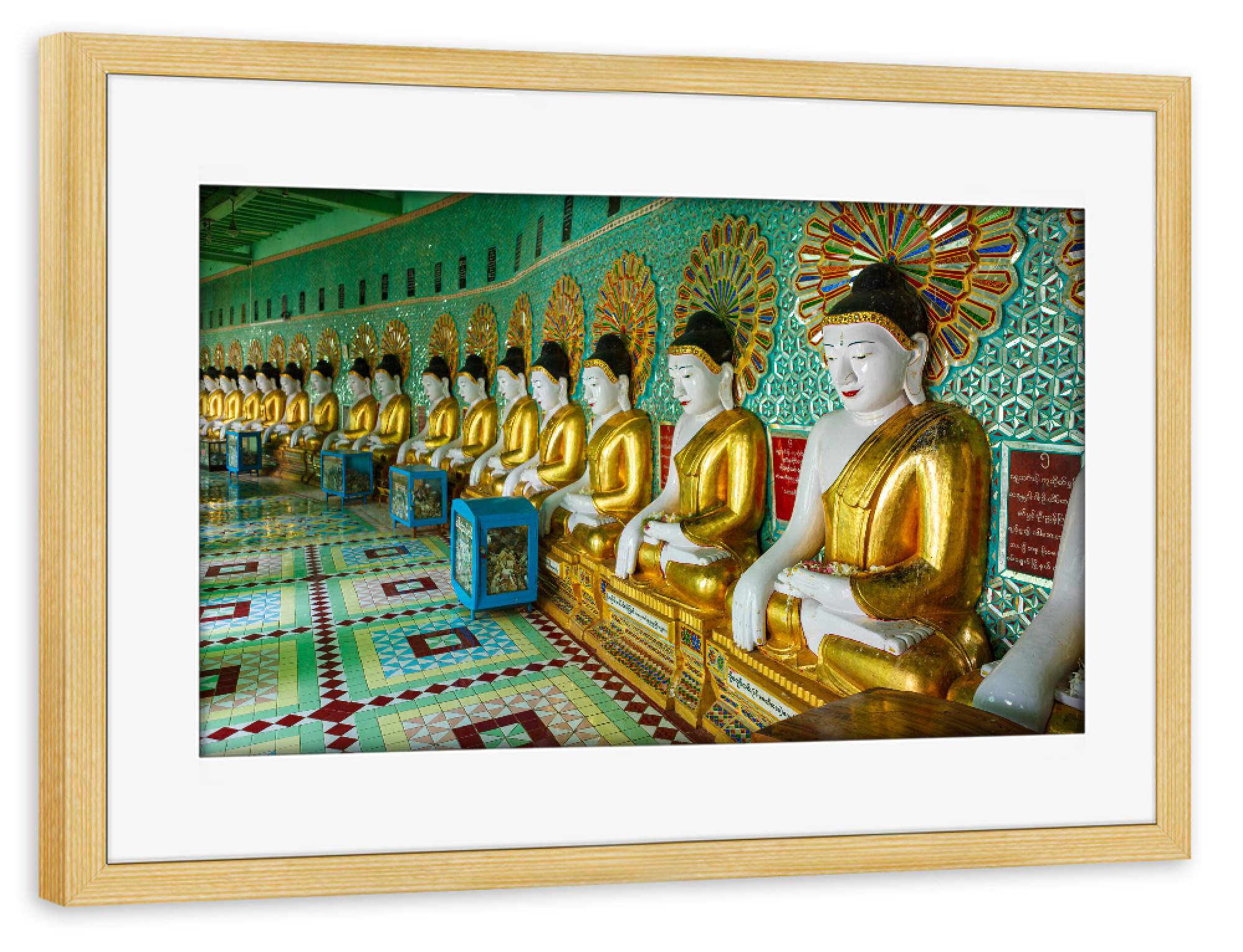 Poster mit Rahmen kiefer "Umin Thonze Pagode" artboxONE - Architektur