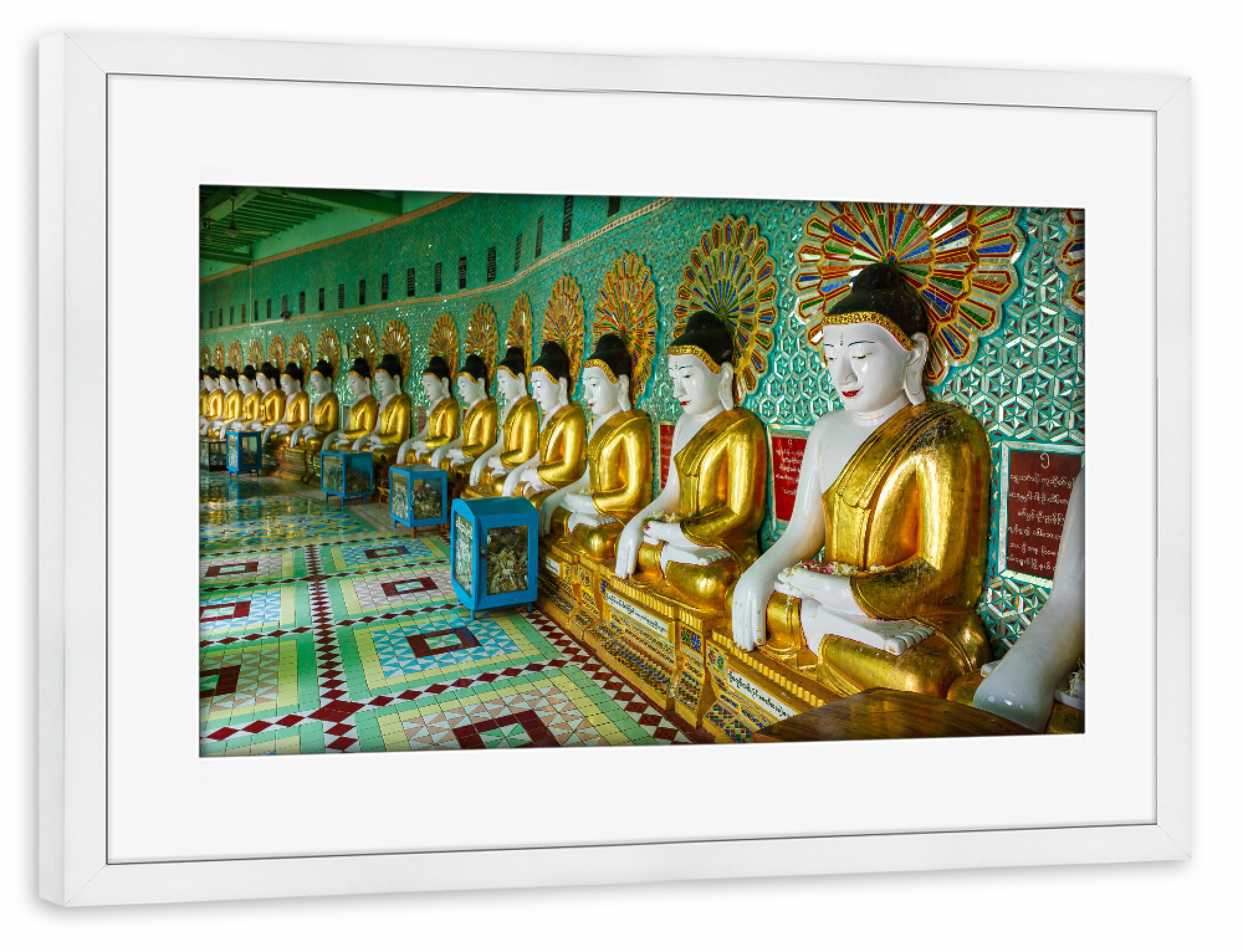 Poster mit Rahmen weiß "Umin Thonze Pagode" artboxONE - Architektur