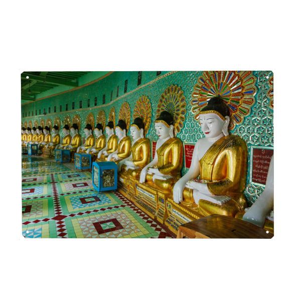 Holzbild "Umin Thonze Pagode" artboxONE - Architektur - Buddha,Buddhismus,Myanmar,Tempel,Religion,Statue,Mandalay,Umin thonze,Umin thonze pagode