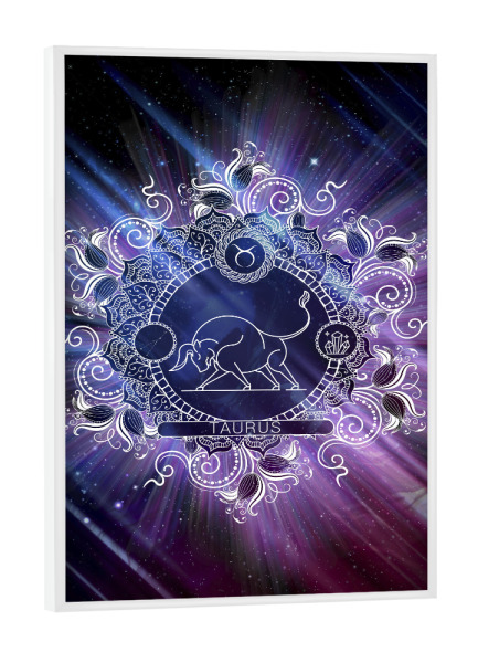 Poster mit weißem Rahmen "Tierkreis - Universum - Stier" artboxONE - Natur,Floral,Abstrakt,Galaxy