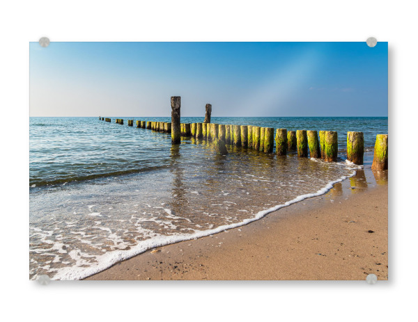 Acrylglasbild "Wellen, Buhne, Meer" artboxONE - Natur,Reise,Reise / Strand und Meer