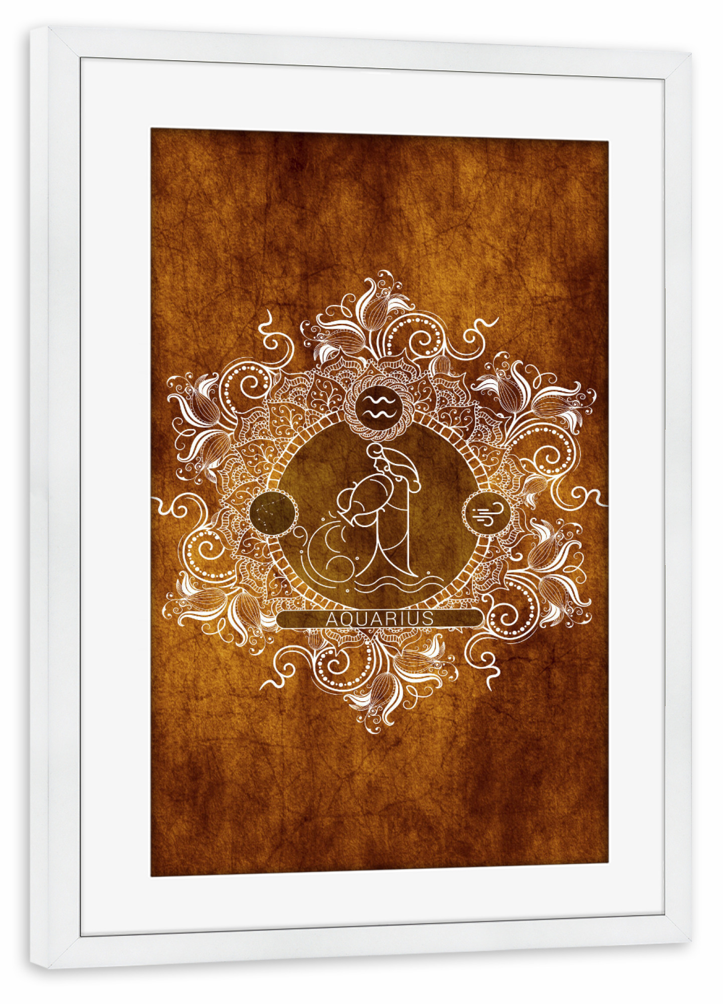 Poster mit Rahmen weiß "Tierkreis - Mandarine - Wassermann" artboxONE - Natur,Floral,Abstrakt