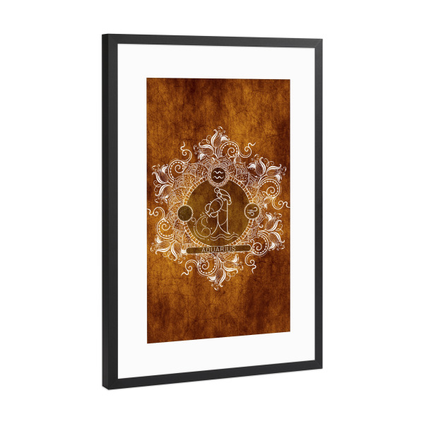 Poster mit Rahmen Schwarz (Metallic) "Tierkreis - Mandarine - Wassermann" artboxONE - Natur,Floral,Abstrakt