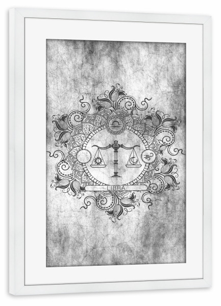 Poster mit Rahmen weiß "Tierkreis - Asche - Waage" artboxONE - Natur,Floral,Abstrakt