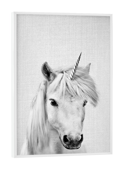 Poster mit weißem Rahmen "Einhorn - Schwarz & Weiß" artboxONE - Für Kinder,Tiere,Liebe,Fiktion,Für Mama