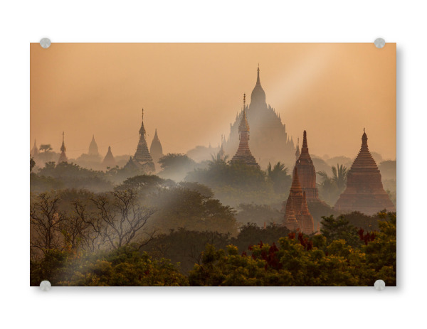 Acrylglasbild "Mystischer Morgen in Bagan" artboxONE - Architektur,Reise / Asien