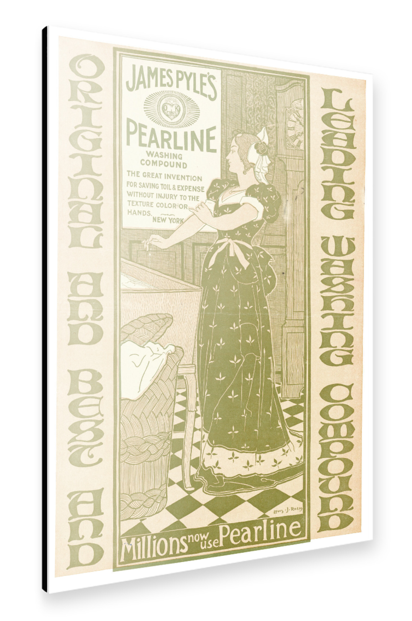 Alu-Dibond "Vintage Plakat Pearline" 75x50 cm artboxONE