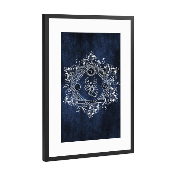 Poster mit Rahmen Schwarz (Metallic) "Tierkreis - Eis - Skorpion" artboxONE - Natur,Floral,Abstrakt