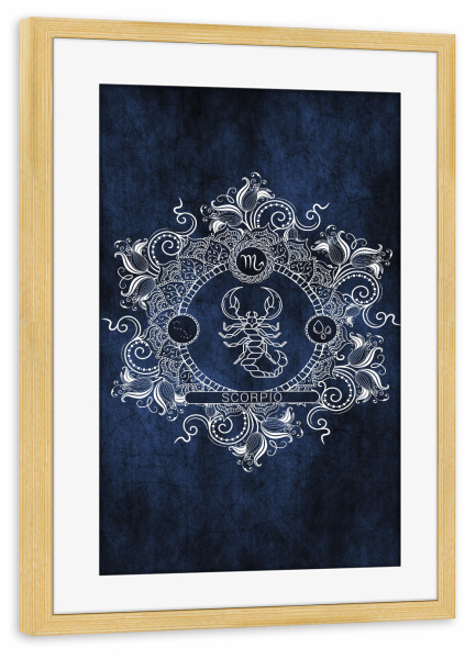 Poster mit Rahmen kiefer "Tierkreis - Eis - Skorpion" artboxONE - Natur,Floral,Abstrakt