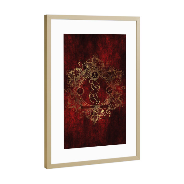 Poster mit Rahmen Gold "Sternzeichen - Feuer - Zwillinge" artboxONE - Natur,Floral,Abstrakt