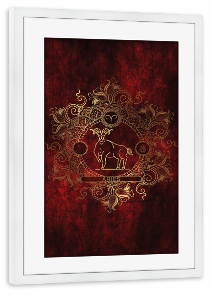 Poster mit Rahmen weiß "Sternzeichen - Feuer - Widder" artboxONE - Natur,Floral,Abstrakt