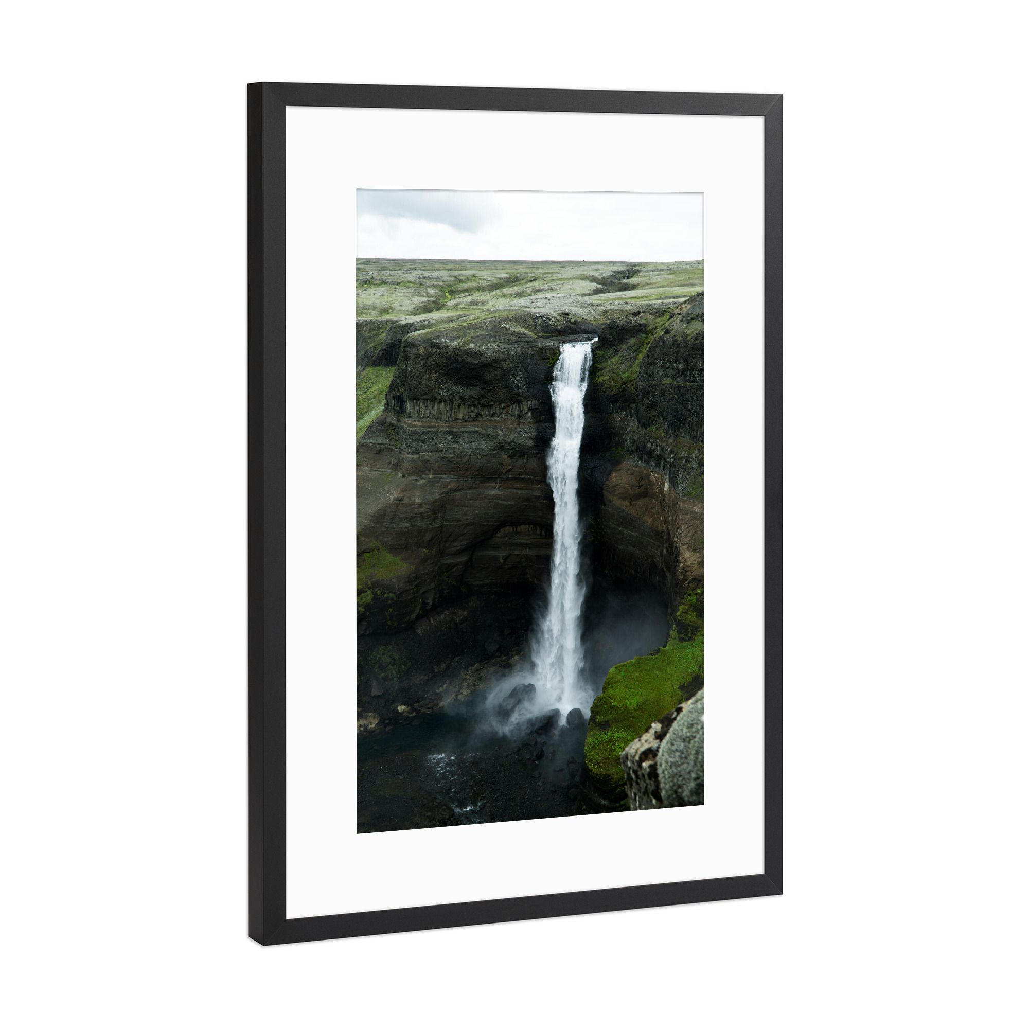 Poster mit Rahmen Schwarz (Metallic) "Mächtiger Wasserfall" artboxONE - Natur,Reise,Reise / Länder