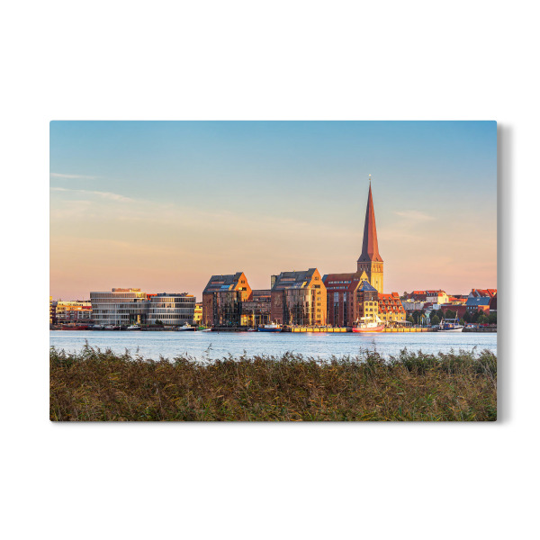 Galerie-Print "Schilf, Warnow, Kirche, Rostock" 30x20 cm artboxONE