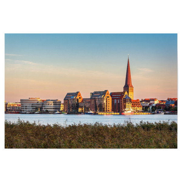 Poster 30x20 cm "Schilf, Warnow, Kirche, Rostock" artboxONE - Natur,Reise,Architektur,Städte / Weitere