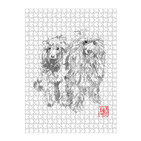 Puzzle Ravensburger "2 Hunde" artboxONE - Tiere,Schwarzweiß - Hund,Sumie,Japan - Bild hund