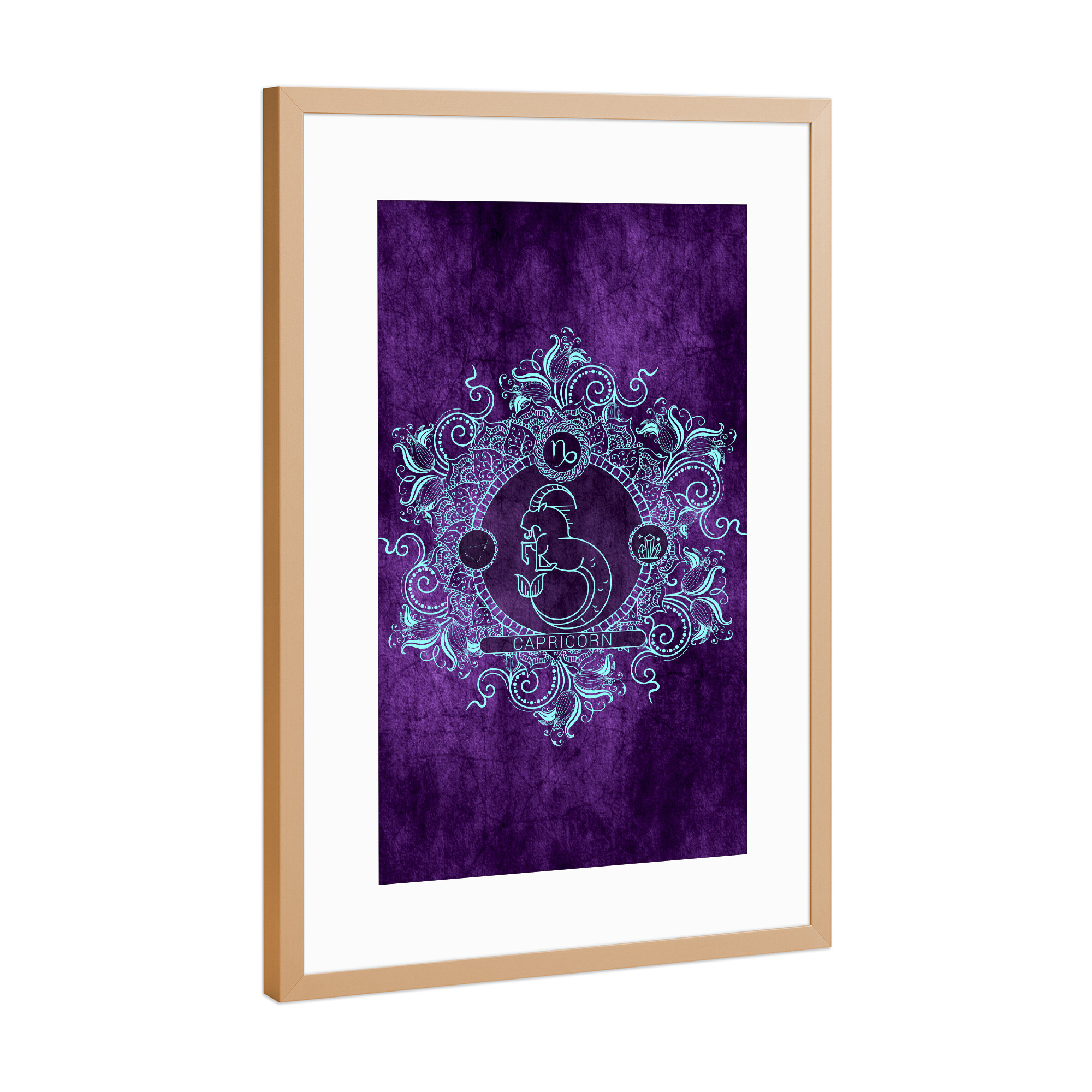 Poster mit Rahmen Kupfer "Tierkreis - Traube - Steinbock" artboxONE - Natur,Floral,Abstrakt