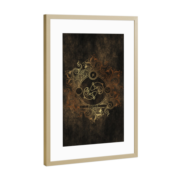 Poster mit Rahmen Gold "Tierkreis - Kupfer - Fische" artboxONE - Natur,Floral,Abstrakt