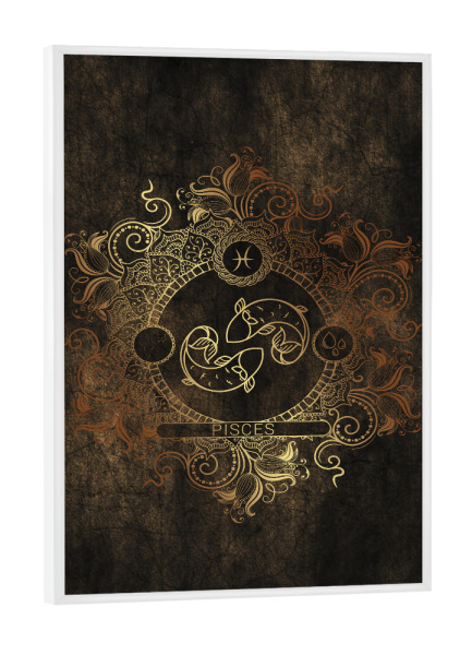 Poster mit weißem Rahmen "Tierkreis - Kupfer - Fische" artboxONE - Natur,Floral,Abstrakt