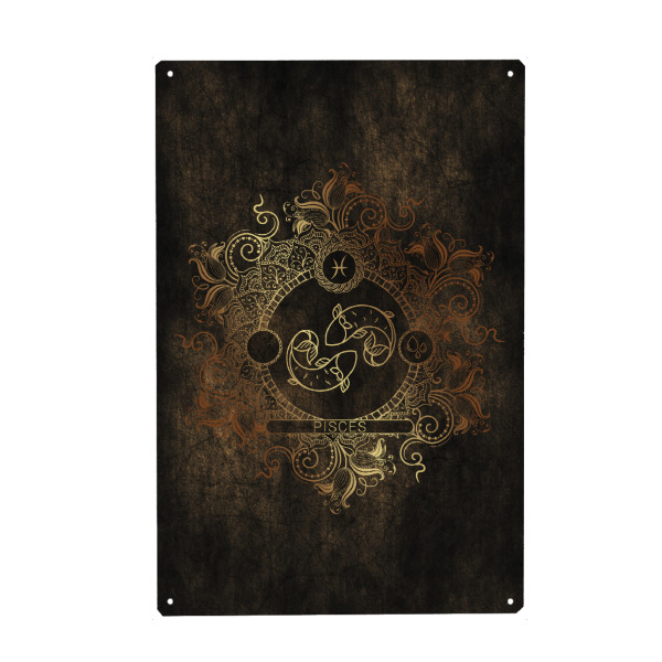 Metall Poster "Tierkreis - Kupfer - Fische" artboxONE - Natur,Floral,Abstrakt