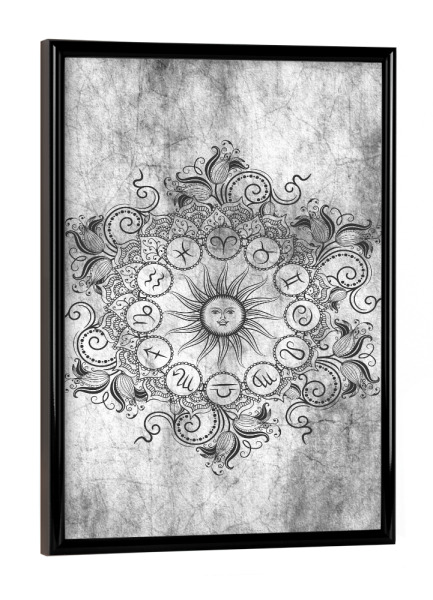 Poster mit schwarzem Rahmen "Tierkreis - Asche - Alle" artboxONE - Natur,Floral,Abstrakt