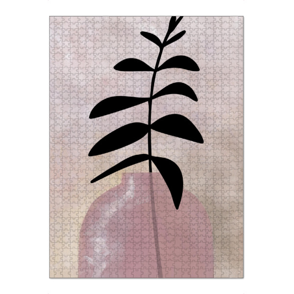 Puzzle Ravensburger "Eui-Vase mit Blättern" artboxONE - Floral,Abstrakt - Warm,Vase,Blätter,Zweig,Strichzeichnungen,Ombre,Textur,ölgemälde,Boho