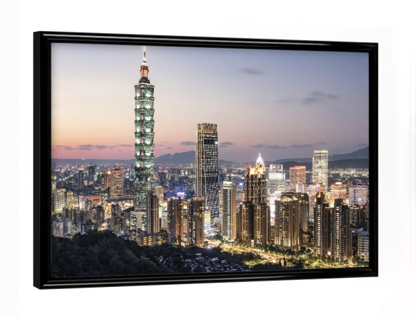 Poster mit schwarzem Rahmen "Taipeh in der Abenddämmerung" artboxONE - Städte,Reise,Architektur,Reise / Asien,Reise / Länder