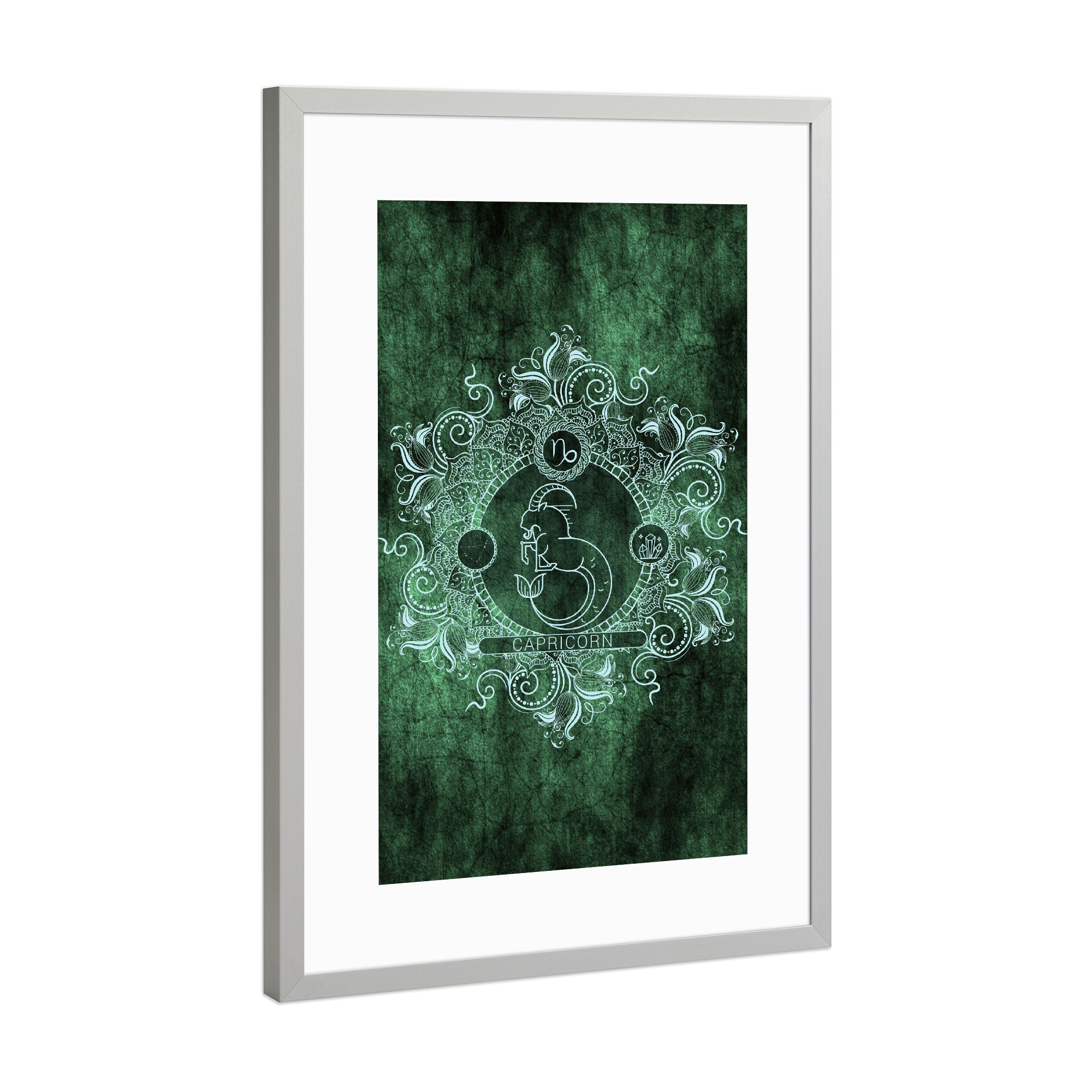 Poster mit Rahmen Silber "Sternzeichen - Minze - Steinbock" artboxONE - Natur,Floral,Abstrakt