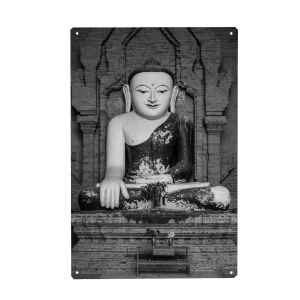 Metall Poster "Buddhastatue" artboxONE - Architektur,Reise / Asien - Myanmar,Burma,Buddha,Buddhismus,Religion,Bagan,Tempel,Statue,Asien - Blechschild