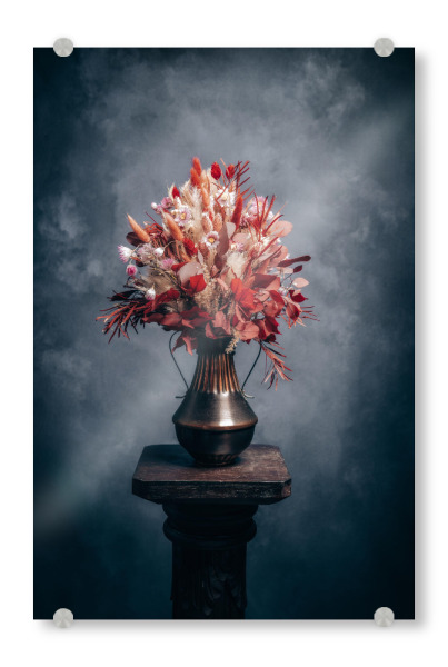 Acrylglasbild "Trockenblumenstrauß ruby passion" artboxONE - Natur,Floral