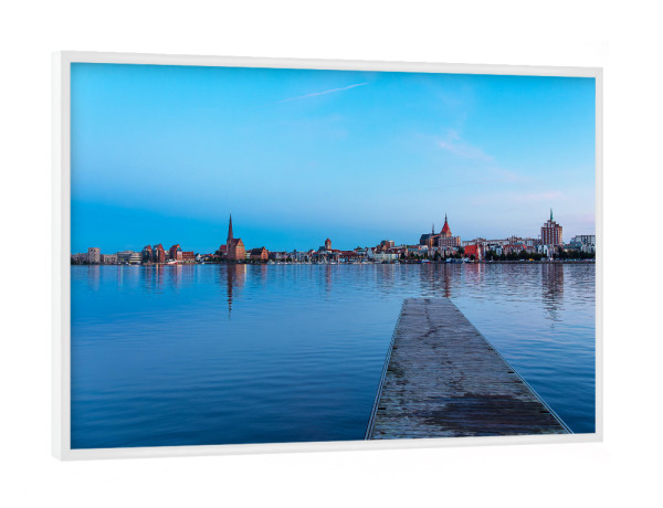 Poster mit weißem Rahmen "Steg, Warnow, Rostock" artboxONE - Natur,Reise,Architektur,Städte / Weitere