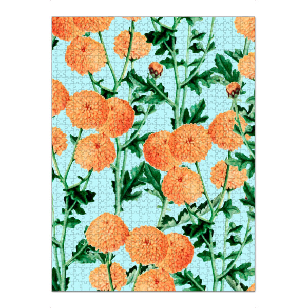 Puzzle Ravensburger "Sommerblüte" artboxONE - Floral - Grafikdesign,Andere,Muster,Gerbera,Natur,Tropisch,Exotisch,Indisch,Tagetes,Blumen