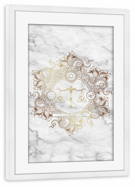 Poster mit Rahmen weiß "Tierkreis - Marmor - Waage" artboxONE - Natur,Floral,Abstrakt,Marmor