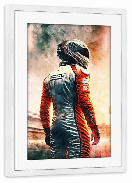 Poster mit Rahmen weiß "Driver (matart)" artboxONE - Sport - Rennen,Auto,Autos,Rennen,Geschwindigkeit,Fahrer,Sport