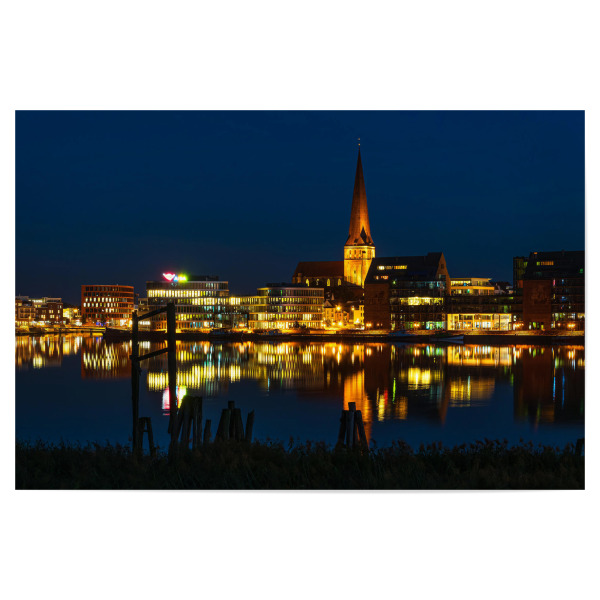Poster 30x20 cm "Kirche, Rostock, Warnow, Nacht" artboxONE - Reise,Architektur,Städte / Weitere