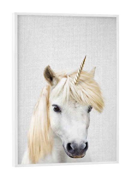 Poster mit weißem Rahmen "Einhorn - Bunt" artboxONE - Für Kinder,Tiere,Liebe,Fiktion,Für Mama