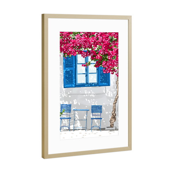 Poster mit Rahmen Gold "Partei von zwei Malerei" artboxONE - Architektur