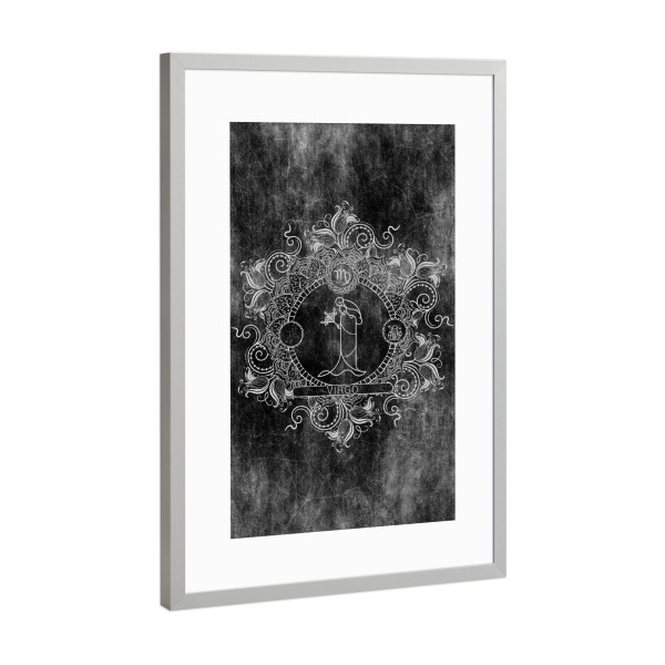 Poster mit Rahmen Silber "Sternzeichen - Kohle - Jungfrau" artboxONE - Natur,Floral,Abstrakt