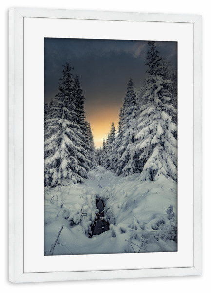 Poster mit Rahmen weiß "Winterstimmung im Erzgebirge" artboxONE - Natur