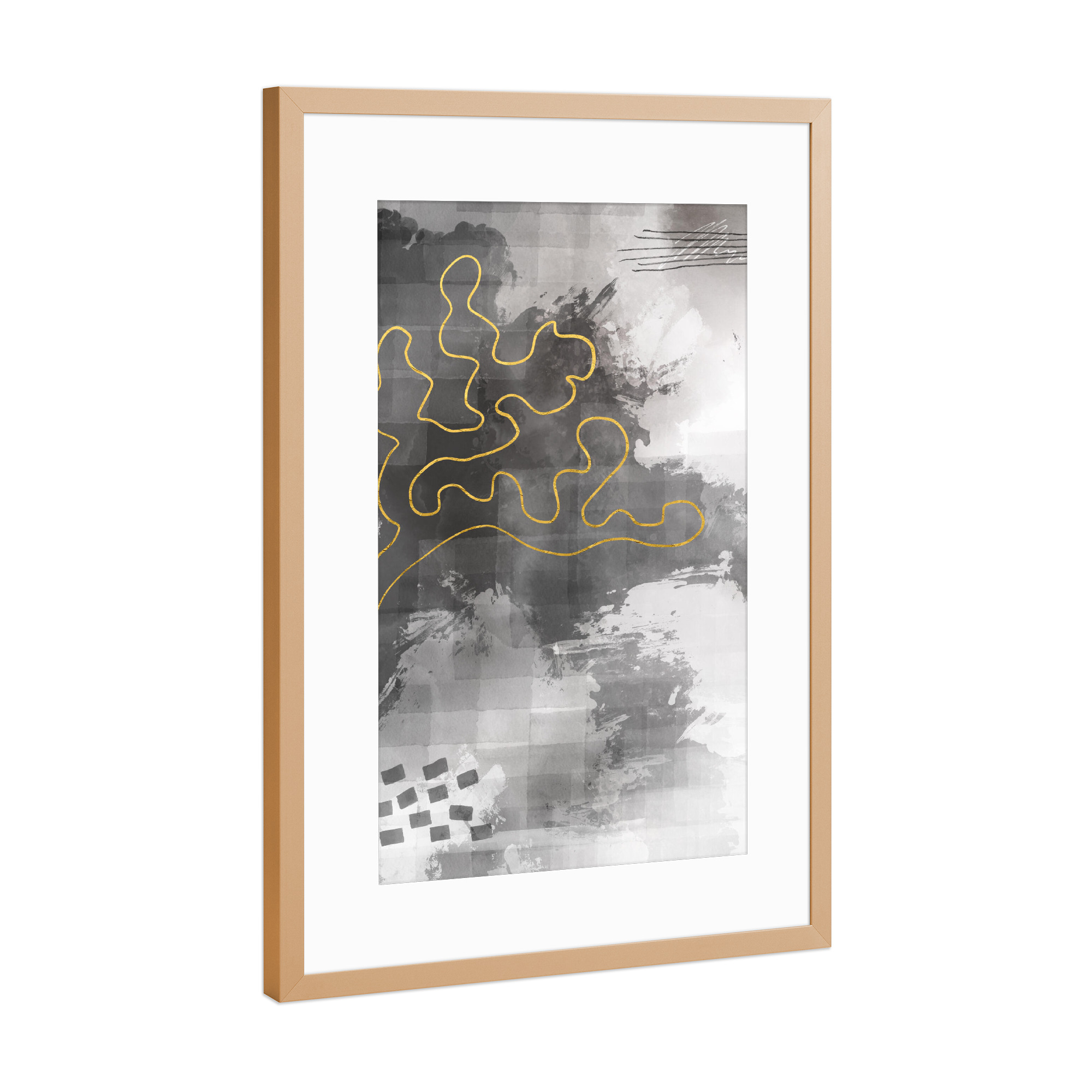 Poster mit Rahmen Kupfer "Abstrakte Malerei - Formen" artboxONE - Abstrakt